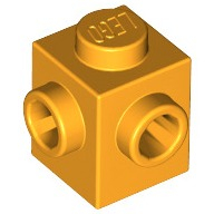 Lego kostka (kostička) 1x1 s nopy na dvou sousedních stranách, světle oranžová (6292415)